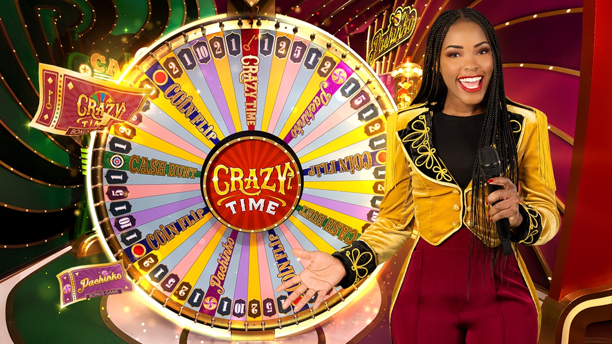 Evolution Crazy Time Live Game Show on CrazyWin with 54-Slice Wheel, 50x Top Slot and 4 Bonus Rounds